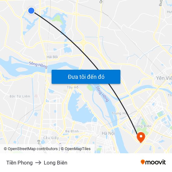 Tiền Phong to Long Biên map