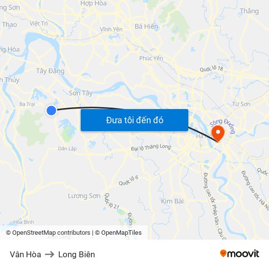 Vân Hòa to Long Biên map