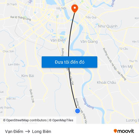 Vạn Điểm to Long Biên map