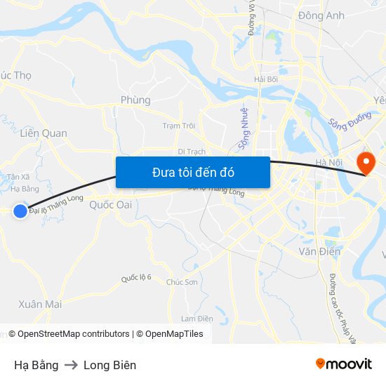 Hạ Bằng to Long Biên map
