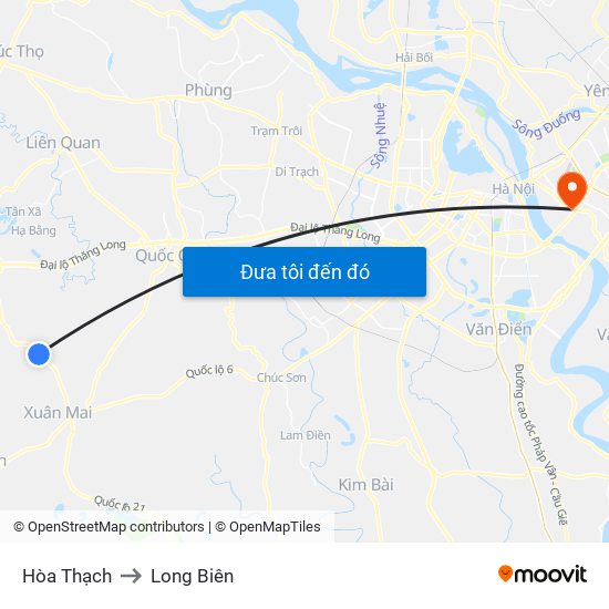 Hòa Thạch to Long Biên map