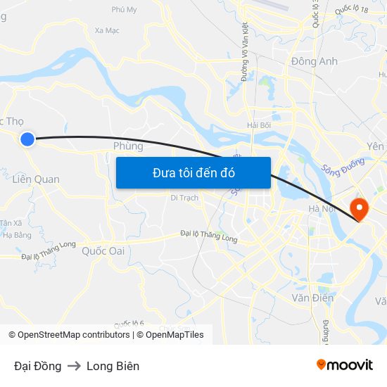 Đại Đồng to Long Biên map