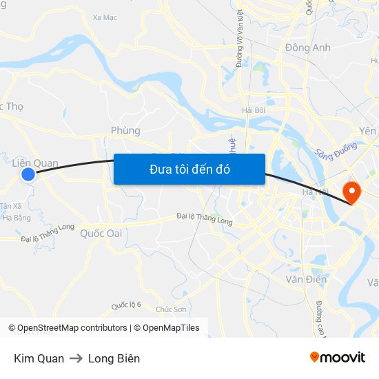 Kim Quan to Long Biên map