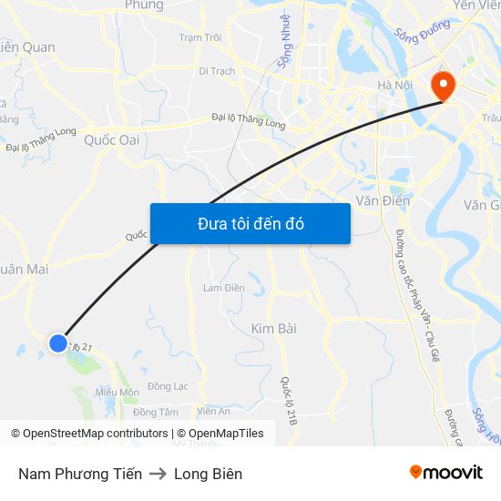 Nam Phương Tiến to Long Biên map