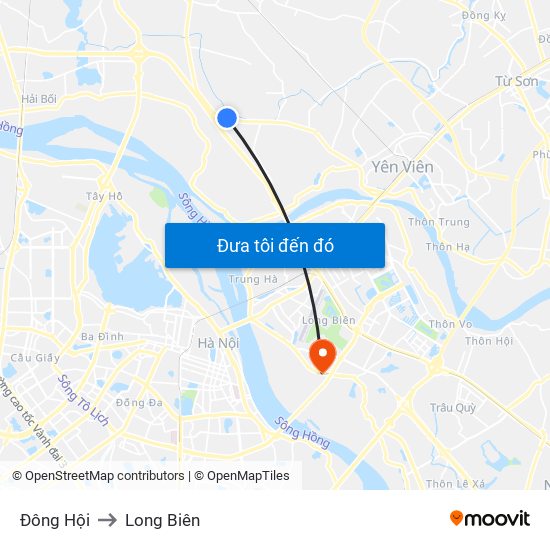 Đông Hội to Long Biên map