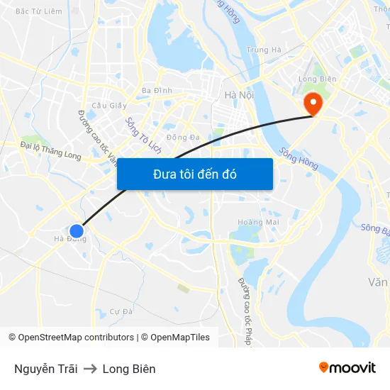 Nguyễn Trãi to Long Biên map