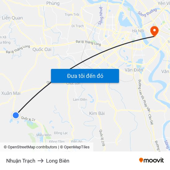 Nhuận Trạch to Long Biên map