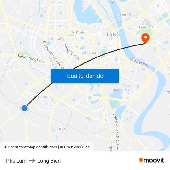 Phú Lãm to Long Biên map
