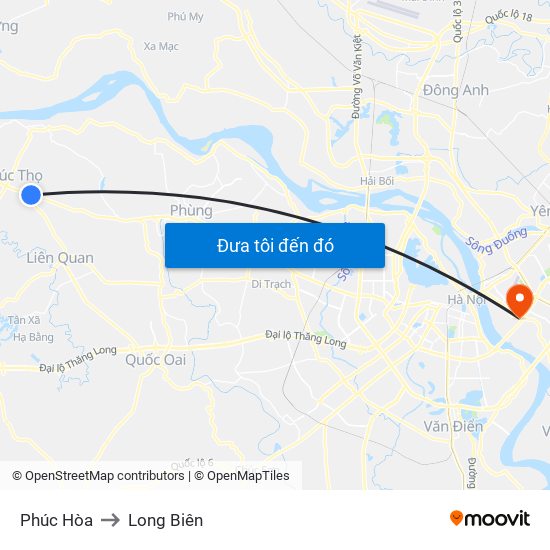 Phúc Hòa to Long Biên map