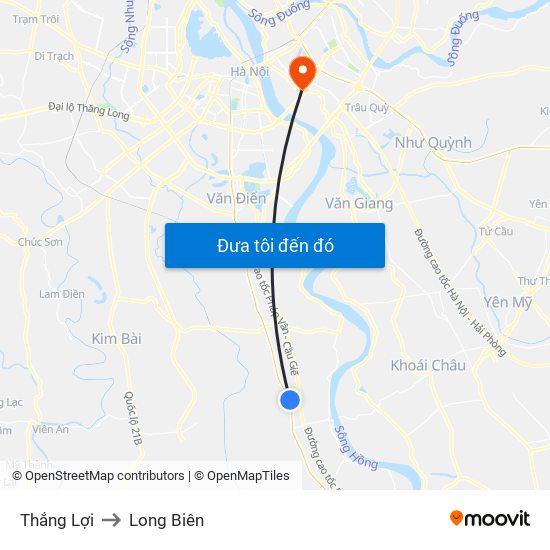 Thắng Lợi to Long Biên map