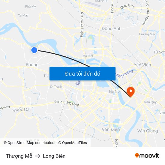 Thượng Mỗ to Long Biên map