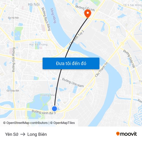 Yên Sở to Long Biên map