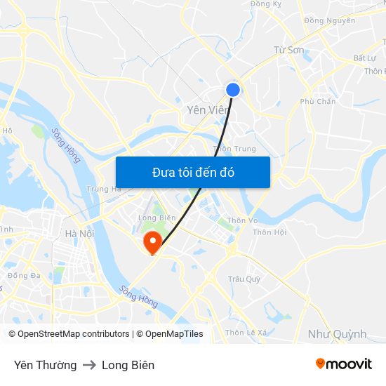 Yên Thường to Long Biên map