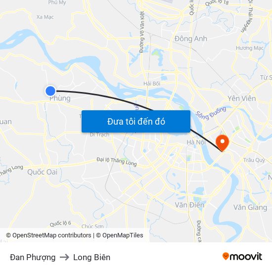 Đan Phượng to Long Biên map