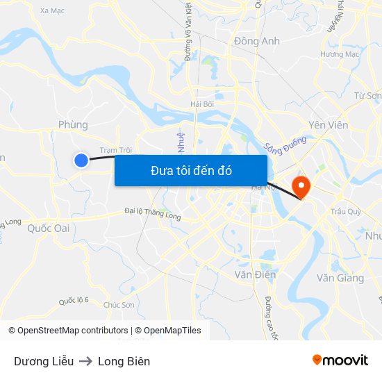 Dương Liễu to Long Biên map