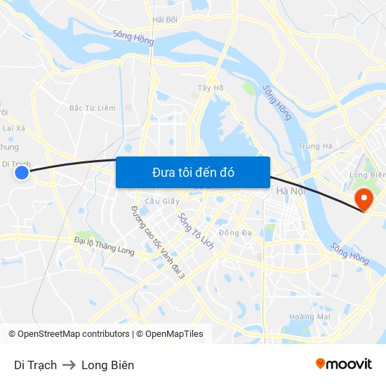 Di Trạch to Long Biên map