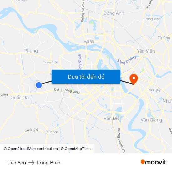 Tiền Yên to Long Biên map