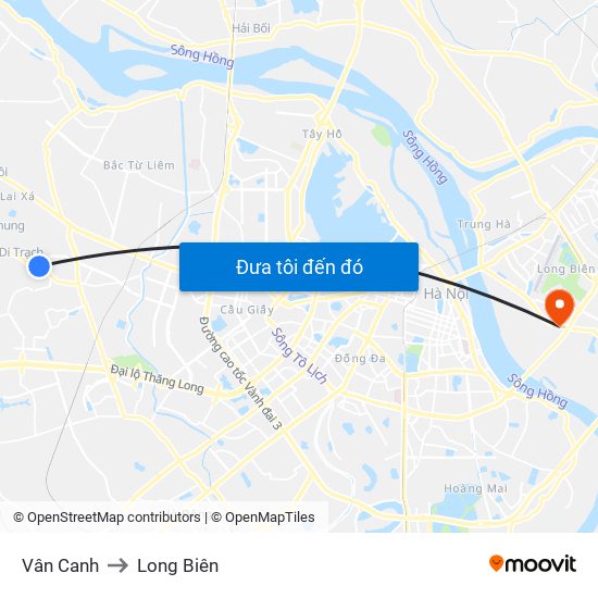 Vân Canh to Long Biên map