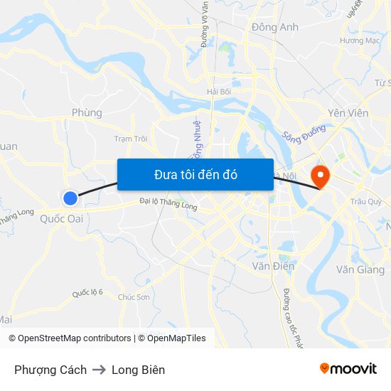 Phượng Cách to Long Biên map