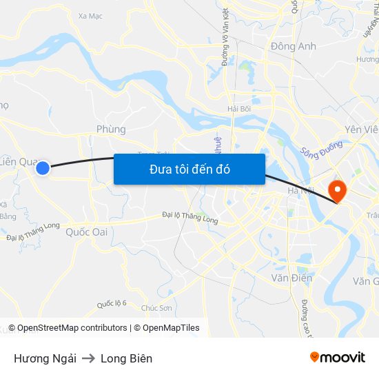 Hương Ngải to Long Biên map