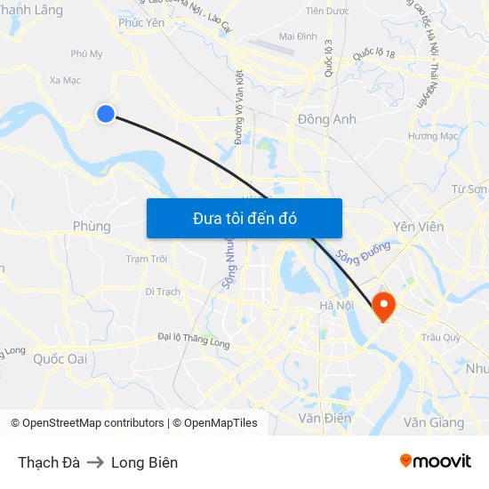 Thạch Đà to Long Biên map