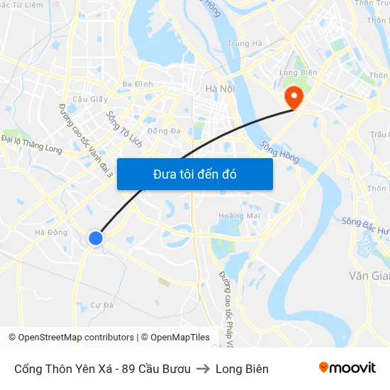 Cổng Thôn Yên Xá - 89 Cầu Bươu to Long Biên map