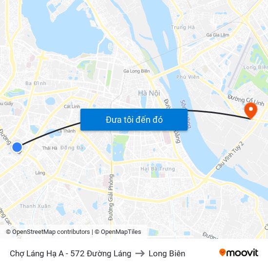 Chợ Láng Hạ A - 572 Đường Láng to Long Biên map