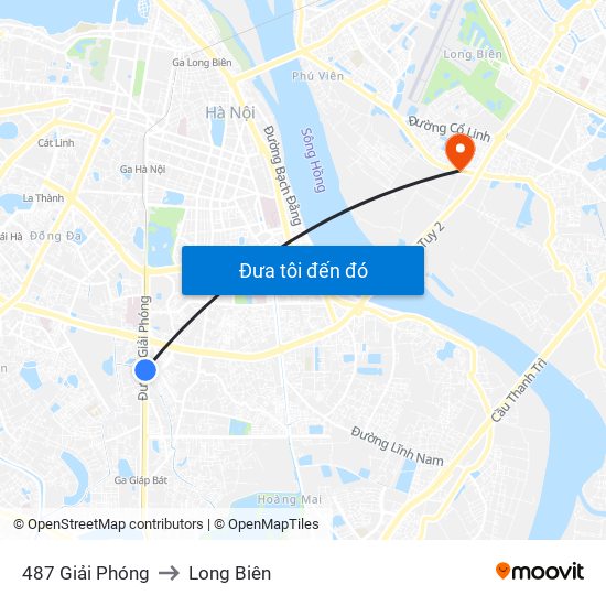 487 Giải Phóng to Long Biên map