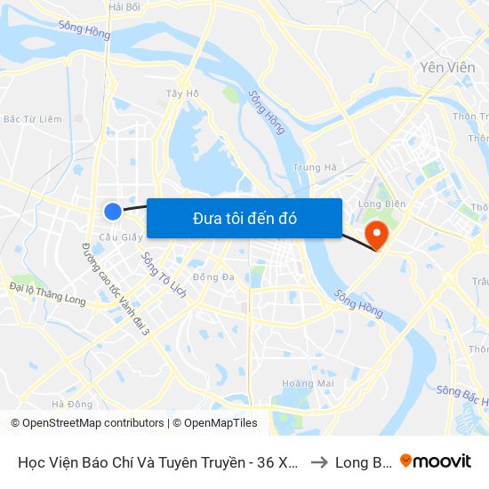 Học Viện Báo Chí Và Tuyên Truyền - 36 Xuân Thủy to Long Biên map