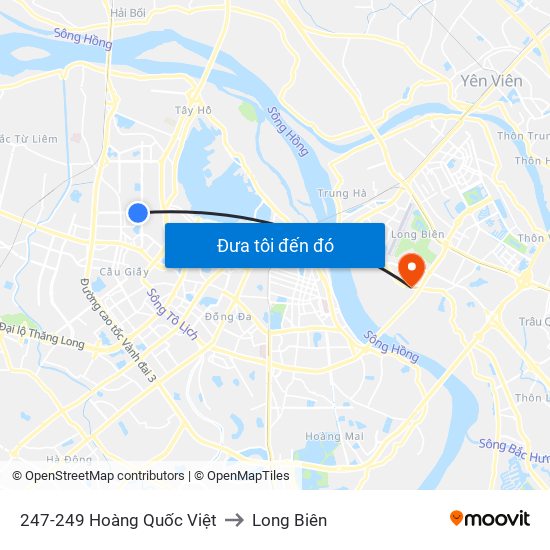 247-249 Hoàng Quốc Việt to Long Biên map