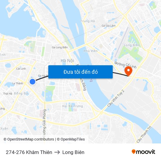 274-276 Khâm Thiên to Long Biên map