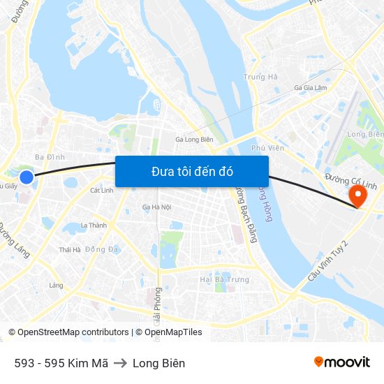 593 - 595 Kim Mã to Long Biên map