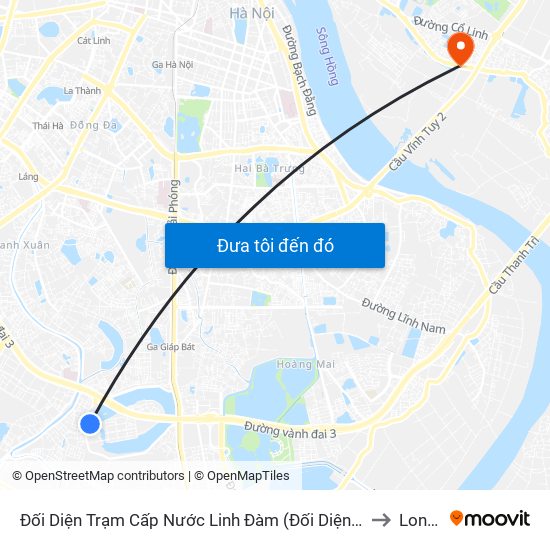 Đối Diện Trạm Cấp Nước Linh Đàm (Đối Diện Chung Cư Hh1c) - Nguyễn Hữu Thọ to Long Biên map