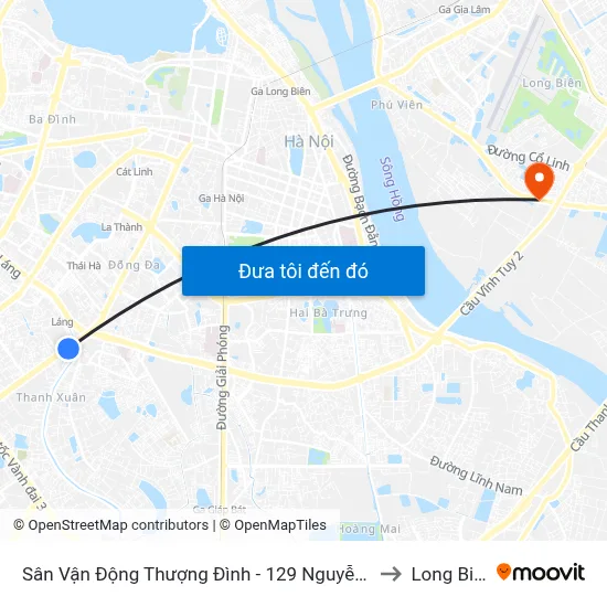 Sân Vận Động Thượng Đình - 129 Nguyễn Trãi to Long Biên map