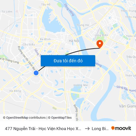 477 Nguyễn Trãi - Học Viện Khoa Học Xã Hội to Long Biên map