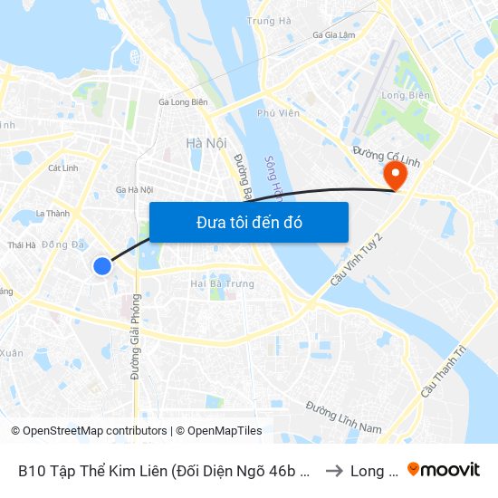 B10 Tập Thể Kim Liên (Đối Diện Ngõ 46b Phạm Ngọc Thạch) to Long Biên map