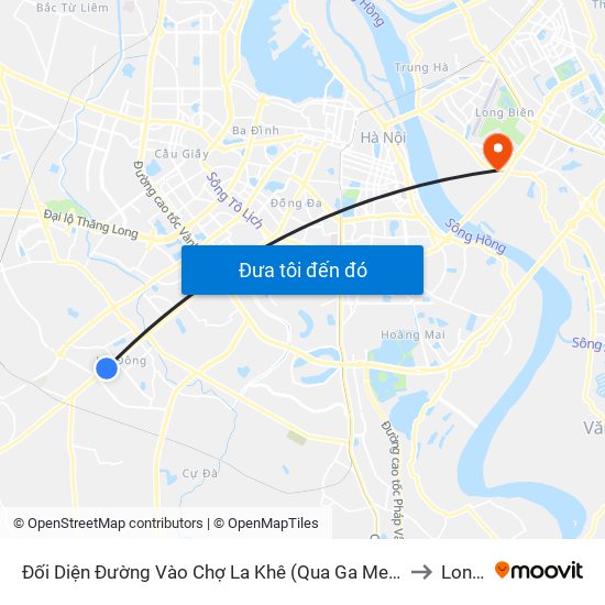 Đối Diện Đường Vào Chợ La Khê (Qua Ga Metro La Khê) - 405 Quang Trung (Hà Đông) to Long Biên map