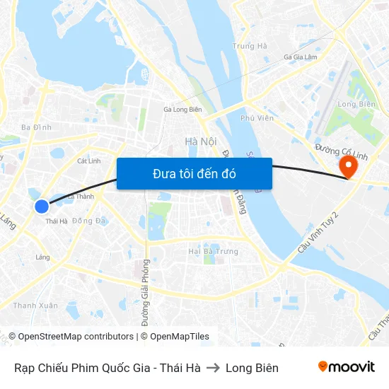Rạp Chiếu Phim Quốc Gia - Thái Hà to Long Biên map