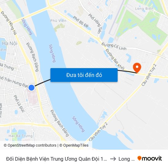 Đối Diện Bệnh Viện Trung Ương Quân Đội 108 - Trần Hưng Đạo to Long Biên map