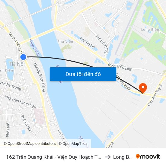 162 Trần Quang Khải - Viện Quy Hoạch Thủy Lợi to Long Biên map