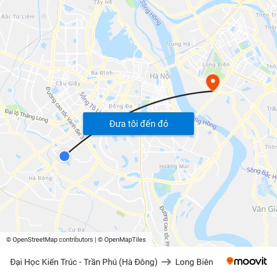 Đại Học Kiến Trúc - Trần Phú (Hà Đông) to Long Biên map