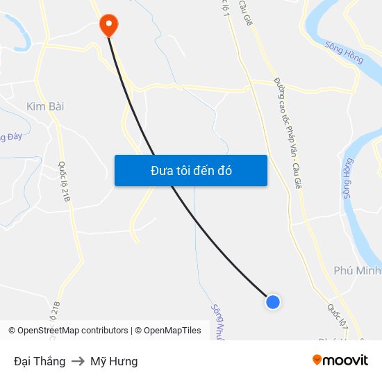 Đại Thắng to Mỹ Hưng map