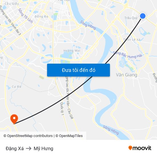 Đặng Xá to Mỹ Hưng map