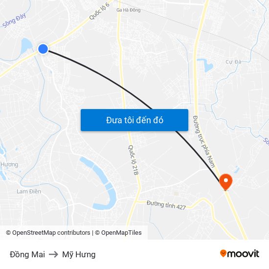 Đồng Mai to Mỹ Hưng map