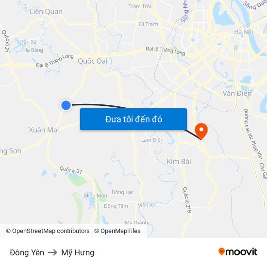 Đông Yên to Mỹ Hưng map