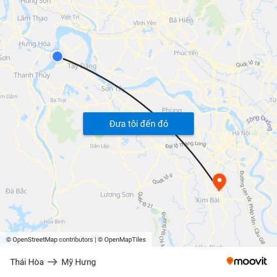 Thái Hòa to Mỹ Hưng map