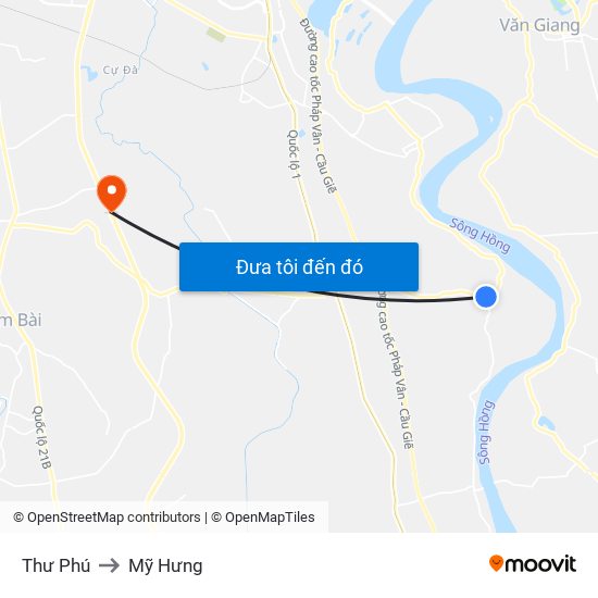 Thư Phú to Mỹ Hưng map