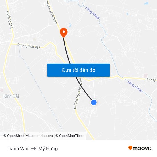 Thanh Văn to Mỹ Hưng map