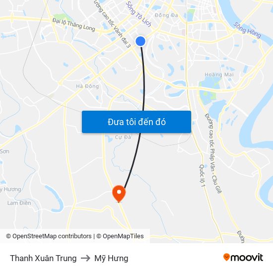 Thanh Xuân Trung to Mỹ Hưng map