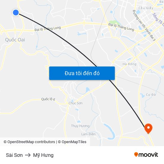 Sài Sơn to Mỹ Hưng map